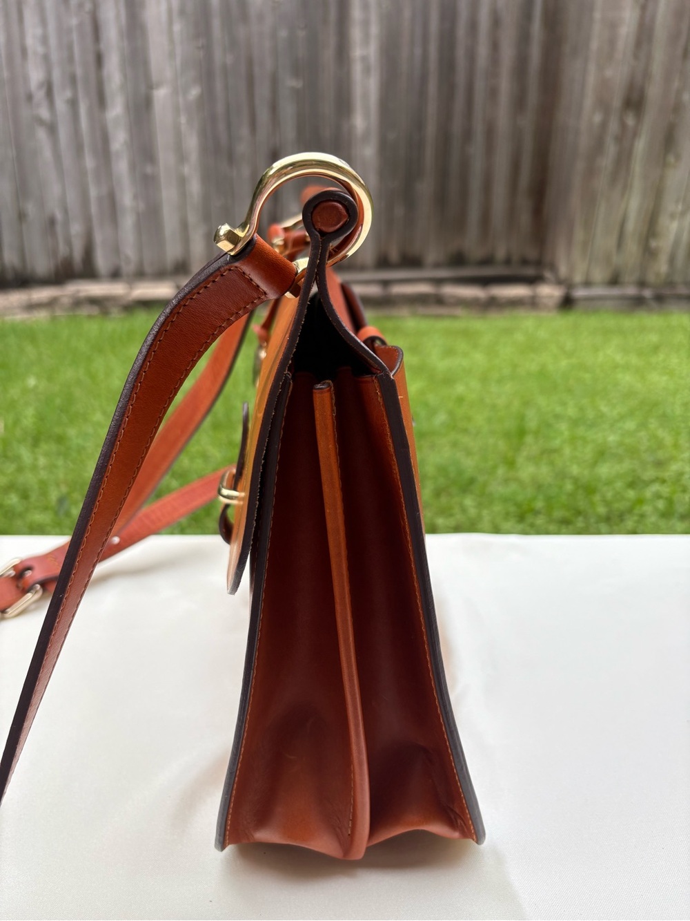 Dooney & Bourke Saddle Crossbody - Cognac Brown purse - Picture 7 of 9